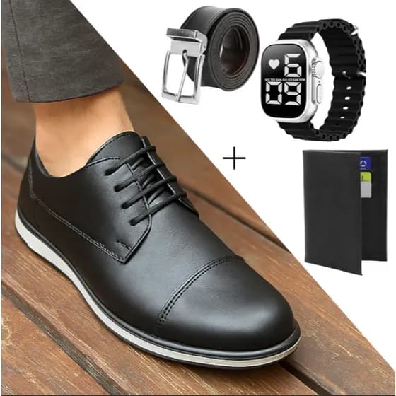 kit Sapato Social Oxford Confortável Masculino Social Casamento Igreja + Acessorio