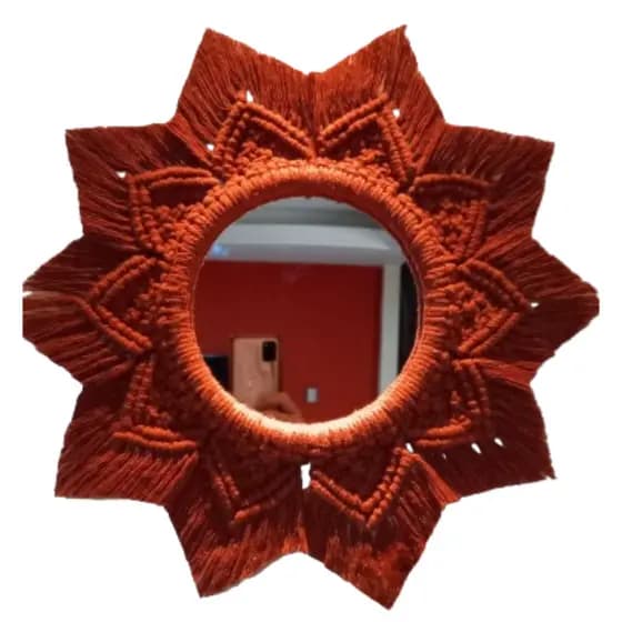 Espelho decorativo mandala  em macrame boho