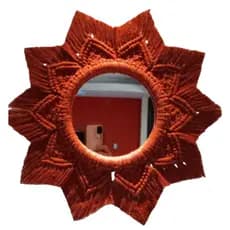 Espelho decorativo mandala  em macrame boho