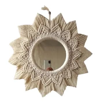 Espelho decorativo em macrame mandala boho espelho 20cm