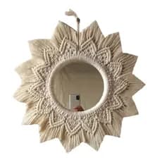 Espelho decorativo em macrame mandala boho espelho 20cm