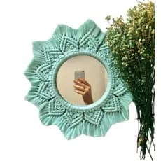 Mandala Boho decorativo em macrame aro 30cm s/ espelho