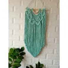 Painel de parede em macrame decorativo boho estilo chic Verde Água