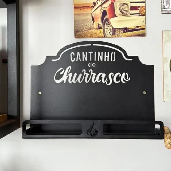 Porta Tempero Condimento  Suporte Placa Decorativa com Porta Temperos goumert area de churrasco