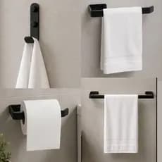 Kit De Acessórios Para Banheiro 4 Peças Preto Fosco Supremo
