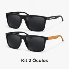 Kit 2 Óculos de Sol Preto Quadrado Madeira  Estiloso Masculino Feminino UV400  2026