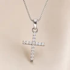 Colar Crucifixo Cravejado Prata 925 Legítima Cruz