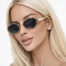 Óculos de Sol Feminino Armação de Metal Modelo Diamante Moda Praia