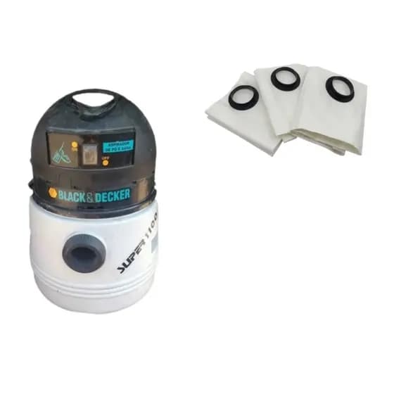Saco Para Aspirador De Pó Black E Decker LAS1100 Com 3 Unidades
