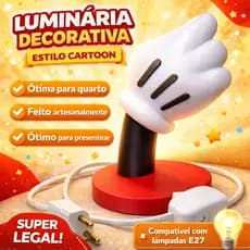 Luminária Mickey Decorativa Estilo Cartoon Quarto de Criança Personagem Abajur para Quarto E27