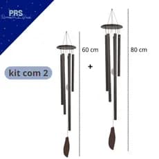 Kit 2 Mensageiros Dos Ventos Sino Em Metal E Pedras Sortidas Para Decoração E Paz De Ambientes