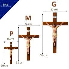 Crucifixo de Parede em Madeira e Resina Imagem de Jesus Cristo Decorativo para Ambientes Religiosos