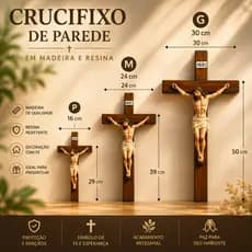 Crucifixo Em Madeira E Resina Imagem De Jesus Cristo De Parede E Base Em 4 modelos diferentes