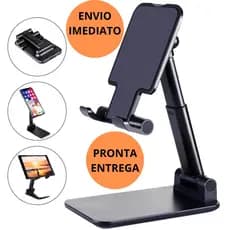 Suporte Para Celular E Tablet Dobrável Ajustável Portátil Apoia Na Mesa