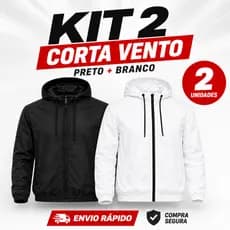 Kit 2 Corta Vento Premium Masculino Jaqueta Impermeável Bolso Interno Casual Capuz Slim Sportivo