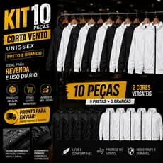 Kit 10 Jaqueta Corta Vento Unissex Com Capuz Moda Masculina Feminina Atacado