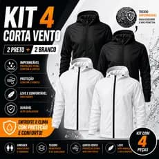 Kit 4 Corta Vento Unissex Impermeável Jaqueta Leve Capuz Revenda Alta Margem Produto Campeão