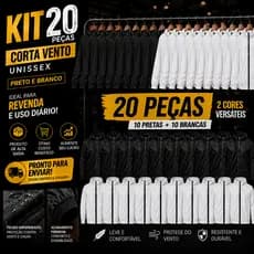 Kit 20 Jaqueta Corta Vento Unissex Impermeável Capuz Ajustável Leve Resistente Para Revenda Fácil Alto Giro