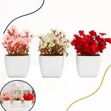 3 Mini Vasinhos Cerejeira Suculentas Cactos Flores Artificiais Decorativas  Planta Artificial Decoração