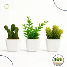 3 Vasos Decorativos Folhagens Artificiais Plantas Aritificias Cerejeiras Suculentas Eucalipto