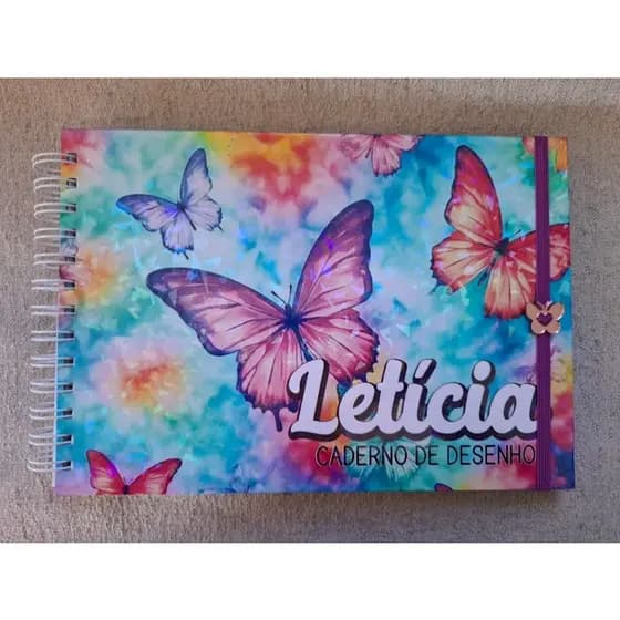 Caderno de Desenho Personalizado - Borboleta ou qualquer tema