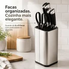 Cepo Porta Facas Inox Universal – Suporte Organizador para Cozinha