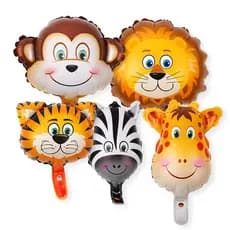 10 Balão Mini Animais Safari Metalizado Centro De Mesa Rosto