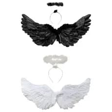Fantasia Asa de Anjo 40x60cm com Penas Carnaval Halloween Infantil e Adulto