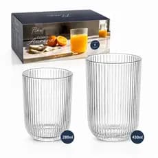 Kit 6 Copos Aurora Canelado Transparente Versalhes Grafiato Drink Suco 280ml / 430ml