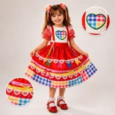 Vestido Coração Festa Junina Juvenil Caipira Quadrilha São João Julina