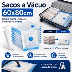 Kit 10 Sacos a Vácuo 60x80cm • Organizador Hermético para Cobertor, Edredom, Toalhas e Roupas