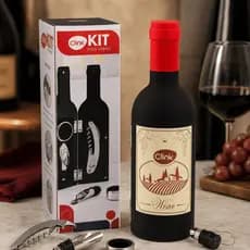 Abridor de vinho Saca Rolha Com Garrafa 3 Peças P/ Presentear Decoração