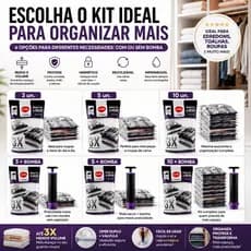 Sacos a Vácuo Organizador Grande 70x110 Kit 3 5 10 Unidades para Roupas e Edredom