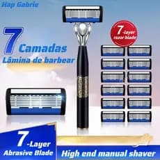 Lâminas De Barbear De 7 Camadas/Navalha de segurança dos homens/cortador de precisão com tira de lubrificação/lâmina de aço inoxidável dos homens/Lâminas de Substituição/Suprimentos de Barbear Para Homens E Mulheres