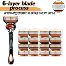 Barbeador manual De Segurança Masculino , Lâminas Substituíveis De Aço Inoxidável De 6 Camadas , Recargas De Barbear Com
