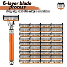 Barbeador manual De Segurança Masculino , 6 Camadas De Lâminas , Recargas De Lâmina De Barbear , Adequado Para Aparar Ba