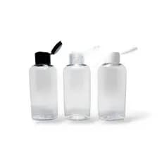 20 Frascos Plástico Pet 60 Ml Oval Flip Top Transparente para Álcool Gel, Shampoo, Sabonete Líquido e Cremes.