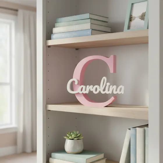 Letra Inicial + Nome 3D Personalizável | Decoração de Mesa Aniversário e Quarto