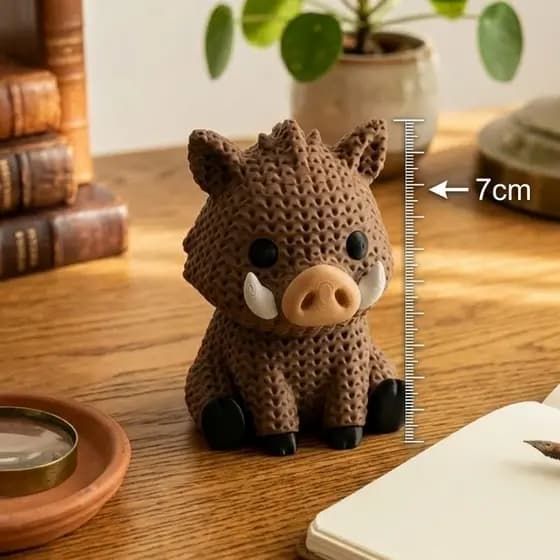 ​Javali Decorativo Textura Tricô 3D Enfeite Animal Fazenda