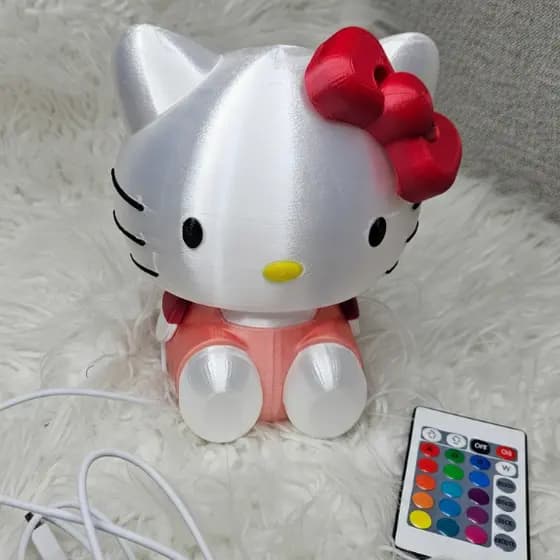 Luminária Hello Kitty | Grande - 17cm | Abajur de Mesa estilo Kawaii Decoração Fofa