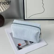 NEDFS Bolsa De Higiene Pessoal , Cosméticos De Viagem De Grande Capacidade Com Zíper , Caixa De Lápis De Mesa Listrada O