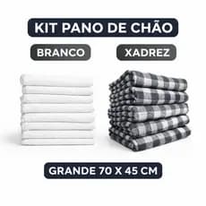 Pano de Chão Xadrez ou Branco 70x45 Grande Alta Absorção Kit Econômico Ideal para Limpeza 100% Algodão