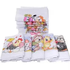 kit 5 Panos De Prato Estampado Com Bainha 100% Algodão Peças Variadas