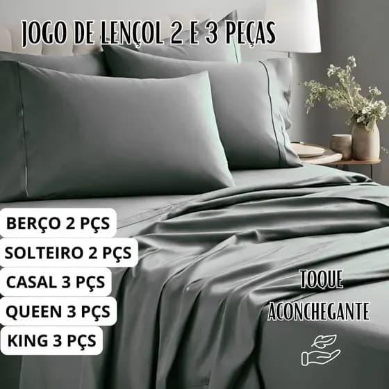 Jogo de Lençol Casal Queen Berço Solteiro King 400 fios Micropercal Toque Macio