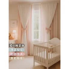Cortina Infantil com Laços  1,80m x 3,00m -Para Quarto de Bebê Menina ou Menino