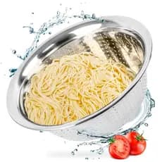 Escorredor De Arroz Inox 27cm Legumes Frutas Multiuso Cozinha Alça Coador Peneira Drenagem Inoxidável