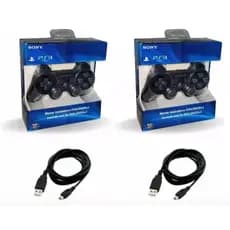 kit 2 Controle Manete Joystick Dualshock 3 Ps3 Playstation Com Cabo carregavel