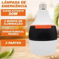 Lâmpada de Emergência Led 50W 6h Ligada Após falta de Energia - 110-220V