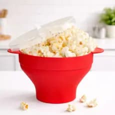 Pipoqueira Grande Para Micro-ondas Sem Óleo Balde Pipoca Silicone Redonda Com Tampa Livre BPA