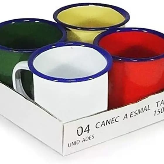 Conjunto De Canecas 90ml Esmaltado Com 4 Peças - Fratelli
